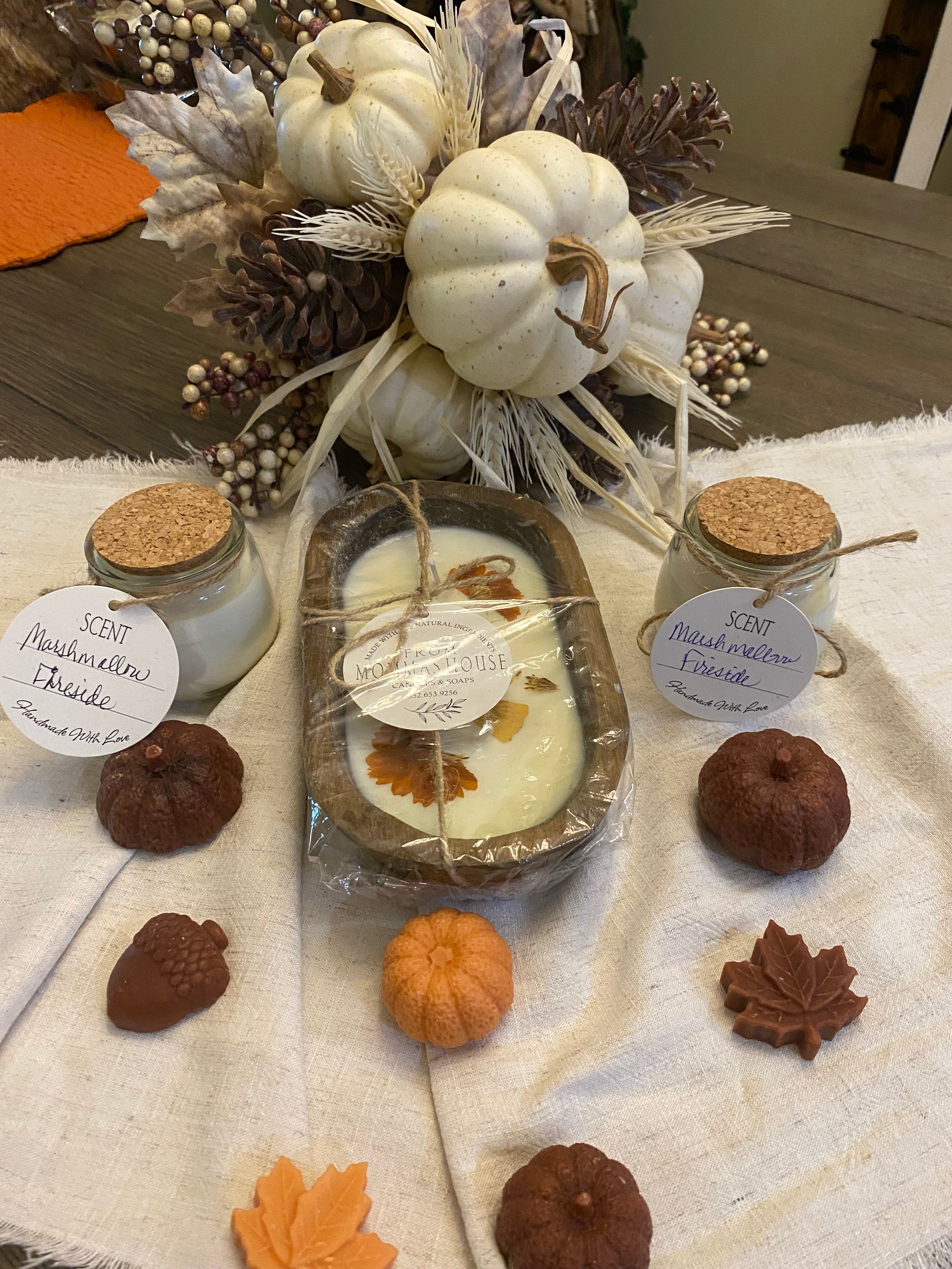 Wooden Bowl Candle-Marshmallow Fireside Scent